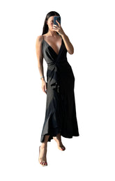 Victoria Bonya black satin long Dress